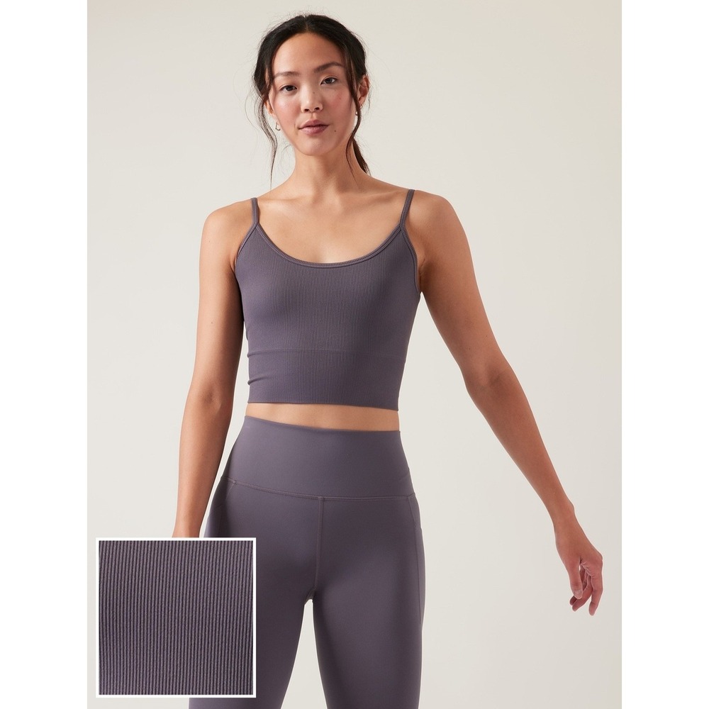 NWT Athleta Aurora Seamless Cami S Dusk Violet Ribbed Crop Tank